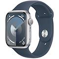 watch series 9 gps cassa 45mm in alluminio argento con cinturino sport blu tempesta m/l