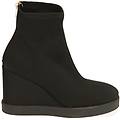 ankle boots neri in lycra zeppa 7 5 cm