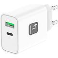 caricabatterie universale da muro 30w usb-c e usb-a ricarica rapida bianco
