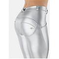 pantaloni push up wr. up similpelle ecologica metallizzata argento/r-nickel donna large