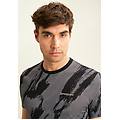 t-shirt stampata effetto pennellata in cotone allover abstract on black uomo small