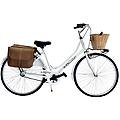 bicicletta donna da passeggio 26 bici città vintage con vimini e borse bianca