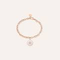 bracciale in acciaio rosato con pendente fiore rosa e strass collezione lady sweet rosa