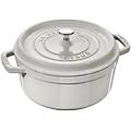 casseruola tonda in ghisa per induzione colore bianco tartufo con maniglie e coperchio diam. 28cm