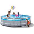 - 26730np piscina prisma frame clearview rotonda con pompa filtro scaletta e teli 488x488x122 cm