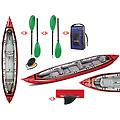 canoa gonfiabile seawave rosso con pinna 044119-r (5c/11c) + 2 pagaie touring-2 div. in 2 parti +