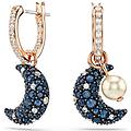 orecchini pendenti luna crystal pearl design asimmetrico luna multicolore placcato color oro rosa