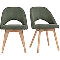 sedie scandinave in tessuto velluto a coste verde cachi e legno chiaro (set di 2) cosette