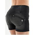 shorts push up wr. up sfrangiati vita alta in denim navetta ecologico jeans nero-cuciture in tono