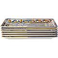 h&h set 6 piatti rettangolari positano in stoneware decorato cm 25x15