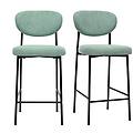 sgabelli da bar fissi in tessuto effetto velluto testurizzato color celadon h65 cm (set di 2) breka