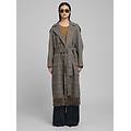cappotto in misto lana check con frange