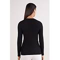 maglia manica lunga girocollo 100% lana merino donna nero taglia m