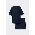 pigiama corto in cotone mercerizzato filo premium uomo blu taglia s