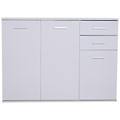 - armadietto con 3 ante e 2 cassetti in legno truciolato bianco 106x35x76cm