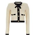 cardigan 'cream sequin pussy bow'