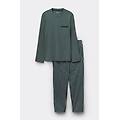 pigiama lungo in cotone premium mercerizzato e tela stampa righe uomo verde taglia m