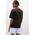 maglia manica corta scollo a v in elevated cotton donna marrone taglia s