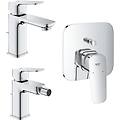 cubeo set 3 miscelatori rubinetto per lavabo bidet e doccia cromo