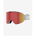maschera flow grigio chiaro con lente a specchio rosso