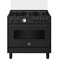 amn965etn cucina a gas 5 fuochi forno elettrico con grill 90x60cm nero americana