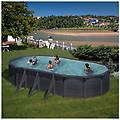 piscina con parete in acciaio color grafite granada 730 x 375 x 132 cm ovale