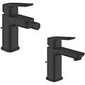 cubeo set 2 miscelatori rubinetto per lavabo e bidet taglia s nero opaco