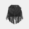 borsa bucket da donna in suede con frange nero