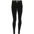 pantalone wr. up skinny vita e lunghezza regular in denim scuro jeans nero-cuciture gialle donna