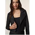 chiodo da donna in similpelle dall'effetto laminato nero donna extra large