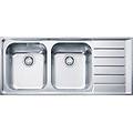 lavello integrato 2 vasche con gocciolatoio a destra neptune l 116 x l 51 cm argento