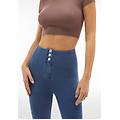 jeggings wr. up vita super alta bustier e impuntura centrale light blue-seams on tone donna large