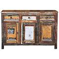 - credenza in legno di recupero vintage con 3 cassetti e 3 ante