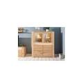 credenza in legno di quercia selvatica 123x40x142 oliato beige kent #204