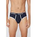 slip in cotone organico con bordi a contrasto e logo uomo blu tama&ntilde;o s