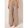 pantaloni a palazzo lino e viscosa donna naturale l