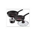set padelle cucina eco 5 pezzi compatibile con induzione e gas &oslash; 18/24/28 cm alluminio