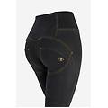 jeggings wr. up vita super alta flare con spacchi sul fondo black indigo+ tob. seams donna large