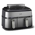 PHILIPS friggitrice ad aria (9lt) 5000 series airfryer dual basket black e silver na555 00