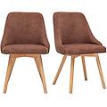 sedie scandinave in tessuto ciniglia texturizzato terra bruciata e legno chiaro (set di 2) hasta