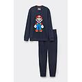 pigiama lungo nintendo super mario in cotone uomo blu taglia m
