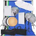kit studio fotografico 2 softbox + 5 sfondi + 4 ombrelli + riflettore