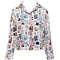 bluebella bb x ashley williams camicia in raso luxe con stampa gattini