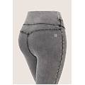 jeggings n. o. w. 7/8 con vita alta in tencel denim light grey-seams black donna small