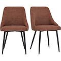 sedie in tessuto ciniglia terra bruciata e metallo nero (set di 2) hasta