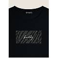 t-shirt in cotone supima con logo e borchiette nero donna extra small