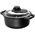 casseruola induction cm 24 con 2 manici e coperchio in vetro con pomolo in bakelite con sfiato
