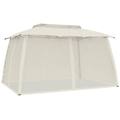 - gazebo con tetto doppio e pareti rete crema 3 93x2 93 m acciaio