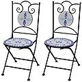 - sedie da bistrot pieghevoli 2 pz in ceramica blu e bianco