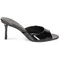 mules open toe nere in vernice tacco 7 5 cm